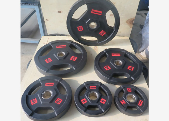 Tấm tạ cao su màu đen PU / Tấm nâng tạ 2,5 - 25kgs